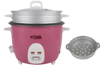 Rice Cooker with Stainless Steel Pot – 1L Automatic Vltava VLRC3022, Steamer & Non-Stick Bowl, Easy One-Touch Operation
