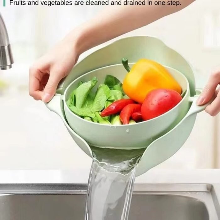 Rotating Double-Layer Kitchen Sink Colander – BPA-Free Flexible Salad Strainer & Water Drainer5