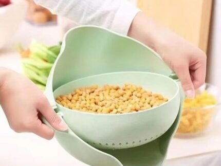 Rotating Double-Layer Kitchen Sink Colander – BPA-Free Flexible Salad Strainer & Water Drainer