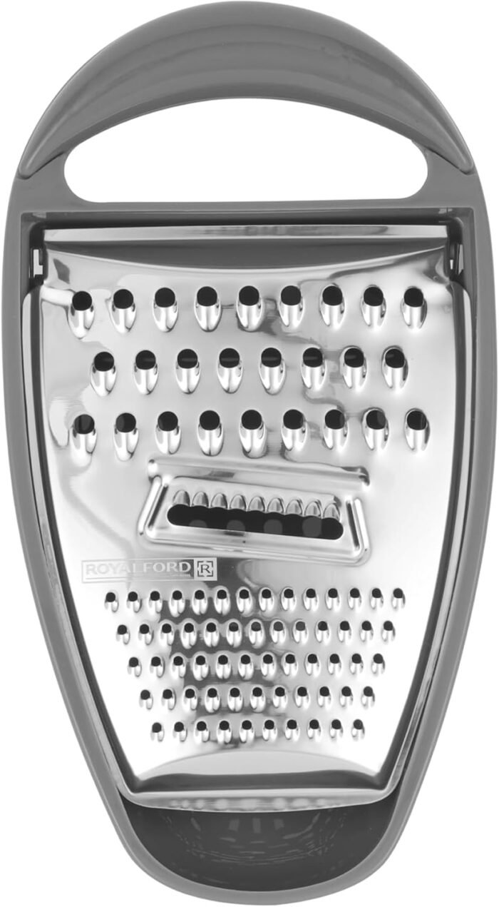 Royalford 3-in-1 Stainless Steel Flat Grater – Razor Sharp Microblade for Vegetables, Fruits & Cheese