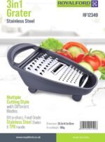 Royalford 3-in-1 Stainless Steel Flat Grater – Razor Sharp Microblade for Vegetables, Fruits & Cheese