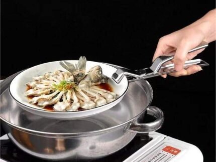 Royalford Heat Resistant Stainless Steel Kitchen Pincer Tongs – Safe Grip for Hot Utensils, Pots & Pans