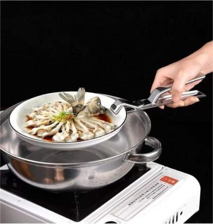 Royalford Heat Resistant Stainless Steel Kitchen Pincer Tongs – Safe Grip for Hot Utensils, Pots & Pans