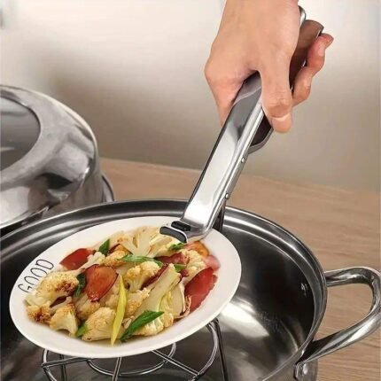Royalford Heat Resistant Stainless Steel Kitchen Pincer Tongs – Safe Grip for Hot Utensils, Pots & Pans