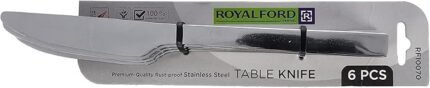 Royalford Stainless Steel Table Knife Set for Dining & Kitchen – 6 Durable Dinner Knives for Everyday Use