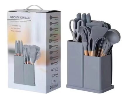 Silicone Kitchen Utensil Set with Holder – Heat Resistant Non-Stick Cooking Tools for Modern Kitchens
