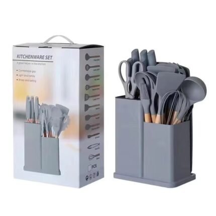 Silicone Kitchen Utensil Set with Holder – Heat Resistant Non-Stick Cooking Tools for Modern Kitchens