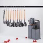 Silicone Kitchen Utensil Set with Holder – Heat Resistant Non-Stick Cooking Tools for Modern Kitchens