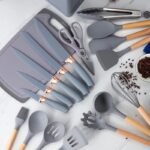 Silicone Kitchen Utensil Set with Holder – Heat Resistant Non-Stick Cooking Tools for Modern Kitchens