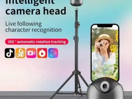 Smart AI Q8 Selfie Phone Stand – 360° Rotation Auto Tracking Tripod Holder
