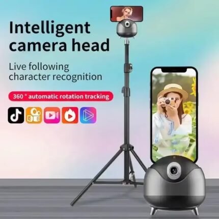 Smart AI Q8 Selfie Phone Stand – 360° Rotation Auto Tracking Tripod Holder