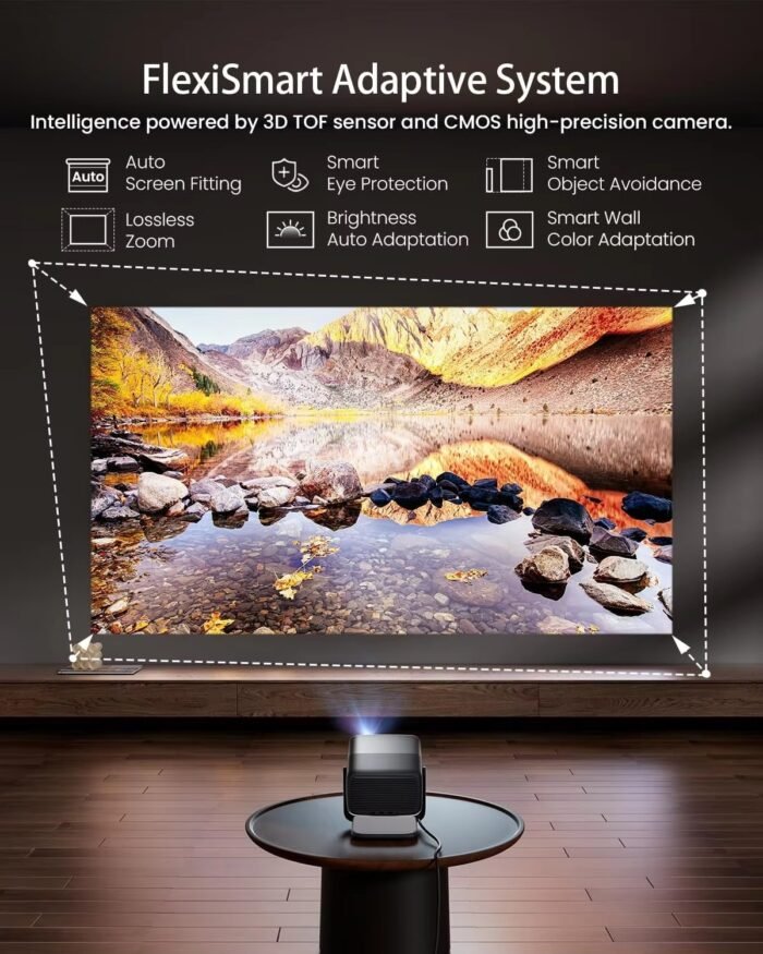 Smart Android 11 Projector – 720p HD LED Home Theater Beamer with Auto Keystone & Wi-Fi