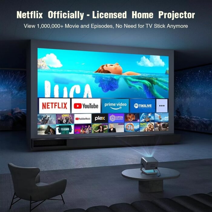 Smart Android 11 Projector – 720p HD LED Home Theater Beamer with Auto Keystone & Wi-Fi