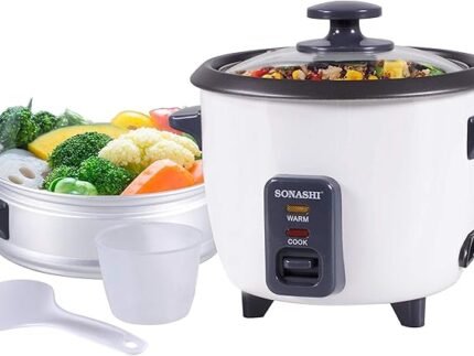 Sonashi 1.0 Litre Rice Cooker with Steamer – Automatic Cooking, Non-Stick Inner Pot, Easy One-Touch Operation