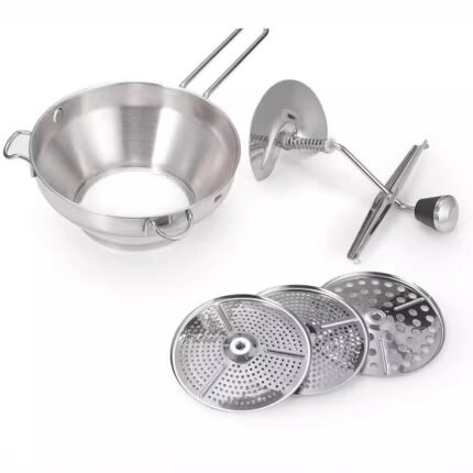 Stainless Steel 3-Disc Rotary Food Mill with Handle – For Sauces, Purees & Mashed Potatoes