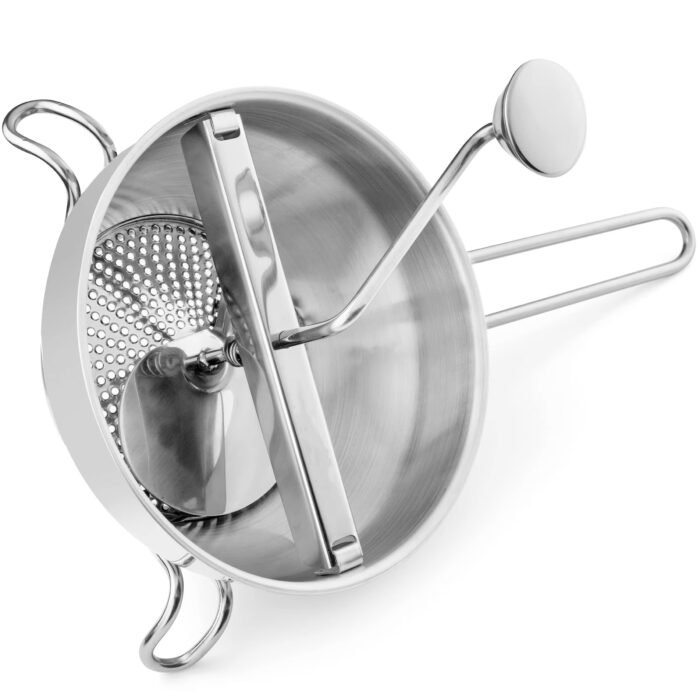 Stainless Steel 3-Disc Rotary Food Mill with Handle – For Sauces, Purees & Mashed Potatoes