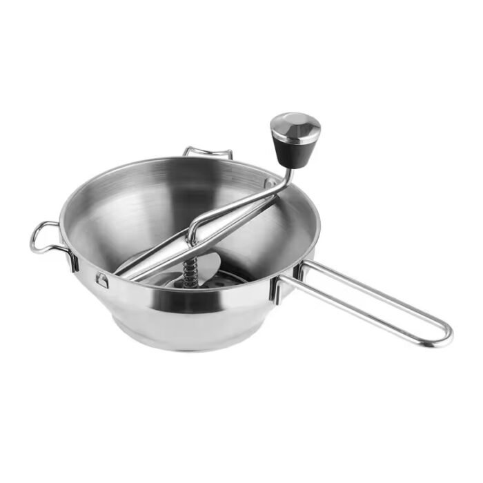 Stainless Steel 3-Disc Rotary Food Mill with Handle – For Sauces, Purees & Mashed Potatoes
