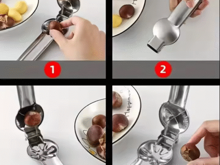 Stainless Steel Chestnut Opener & Peeler – Cross-Cut Shelling Clip for Raw Chestnuts