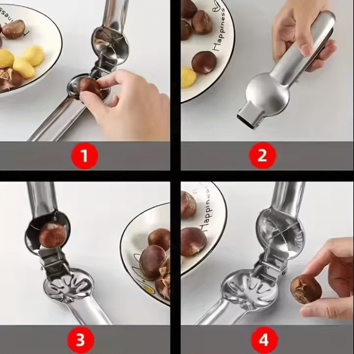 Stainless Steel Chestnut Opener & Peeler – Cross-Cut Shelling Clip for Raw Chestnuts