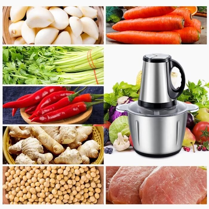 Stainless Steel Electric Meat, Vegetable Grinder – Portable Food Chopper with Brushless Motor