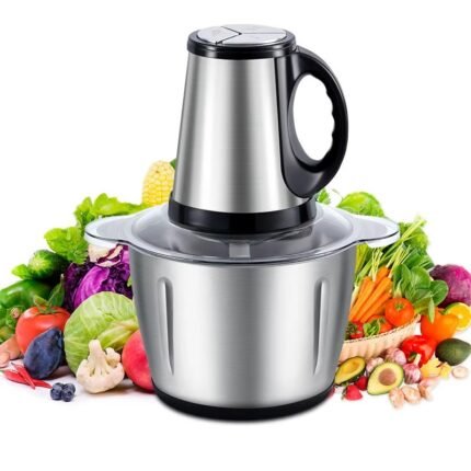 Stainless Steel Electric Meat, Vegetable Grinder – Portable Food Chopper with Brushless Motor