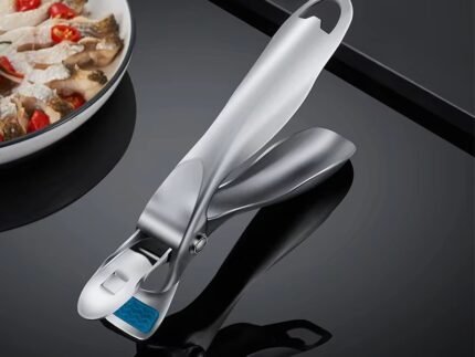 Stainless Steel Kitchen Tray Clip – Anti-Scald Heat Resistant Plate Lifter with Non-Slip Silicone Grip