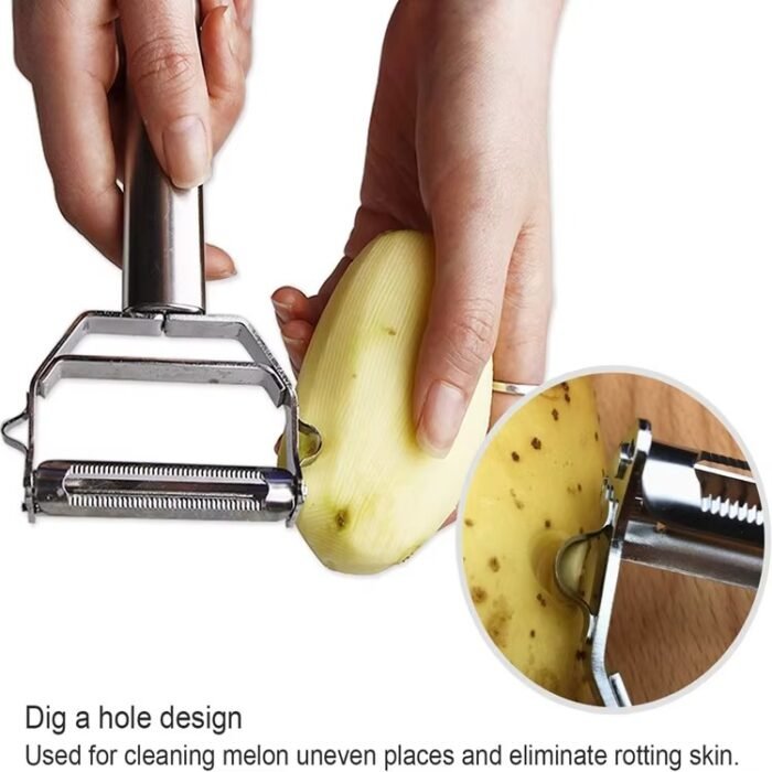 Stainless Steel Multifunctional Vegetable Peeler – Fruit Slicer, Julienne Cutter & Paring Tool for Kitchen Use