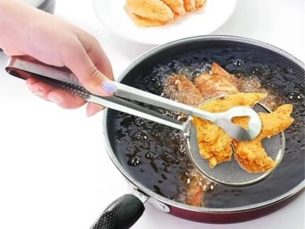Stainless Steel Oil Scoop & Colander – Fried Food & Tofu Powder Filter Clip