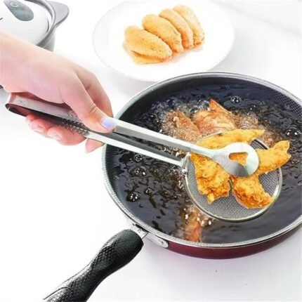 Stainless Steel Oil Scoop & Colander – Fried Food & Tofu Powder Filter Clip