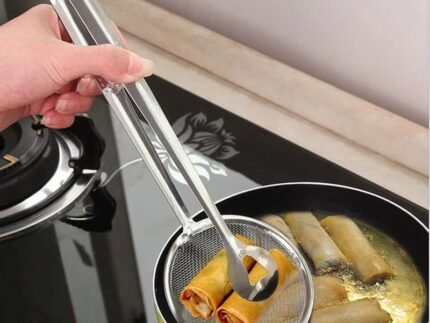Stainless Steel Oil Scoop & Colander – Fried Food & Tofu Powder Filter Clip