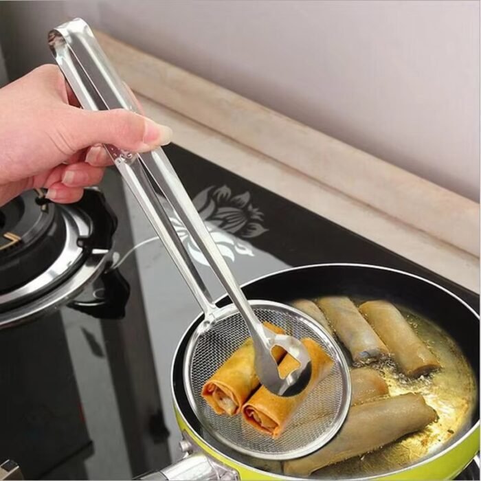 Stainless Steel Oil Scoop & Colander – Fried Food & Tofu Powder Filter Clip