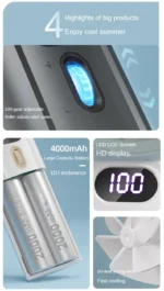 Mini Handheld Fan - Turbo High Speed, USB Rechargeable, 100 Levels, Pocket Portable