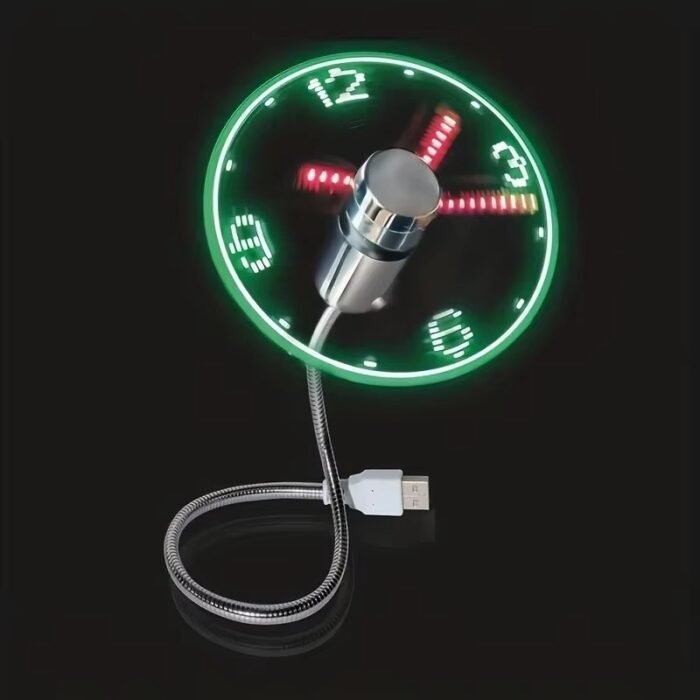 USB LED Clock Fan – Portable Metal Desktop Cooling Fan with Time Display, Ultra-Quiet Laptop Mini Fan2
