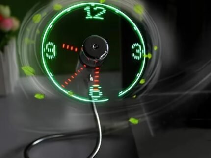 USB LED Clock Fan – Portable Metal Desktop Cooling Fan with Time Display, Ultra-Quiet Laptop Mini Fan2