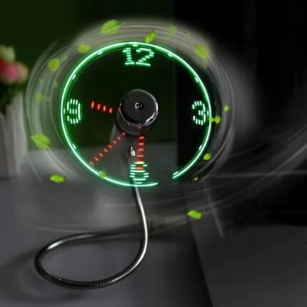 USB LED Clock Fan – Portable Metal Desktop Cooling Fan with Time Display, Ultra-Quiet Laptop Mini Fan2
