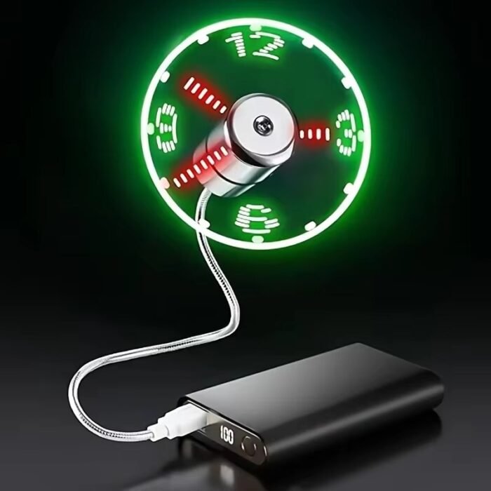 USB LED Clock Fan – Portable Metal Desktop Cooling Fan with Time Display, Ultra-Quiet Laptop Mini Fan2