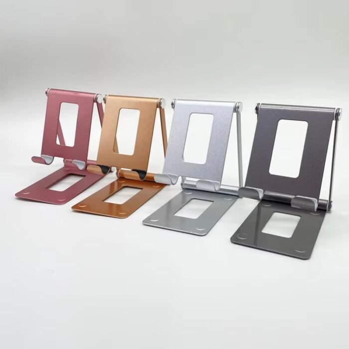 Universal Alloy Collapsible Phone Holder – Retractable Adjustable Desktop Stand for All Smartphones