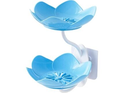 Wall-Mounted Double Drain Lotus Soap Holder – Creative Perforation-Free Bathroom Storage Shelf