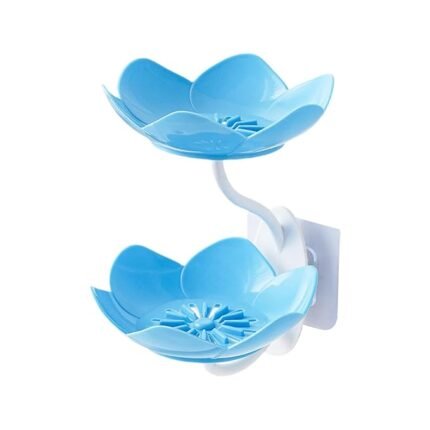 Wall-Mounted Double Drain Lotus Soap Holder – Creative Perforation-Free Bathroom Storage Shelf