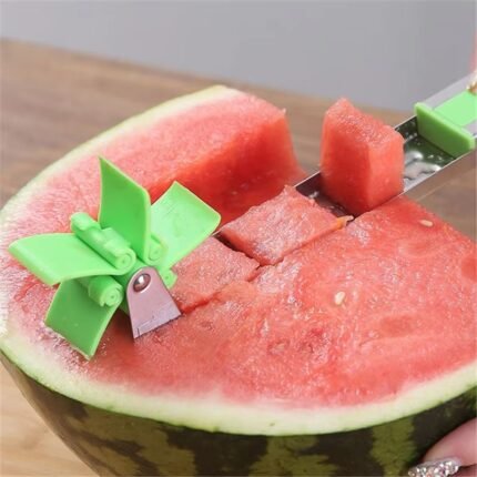 Windmill Watermelon Slicer & Cube Cutter – Stainless Steel Fruit Chopper Tool for Quick Juice Cubes