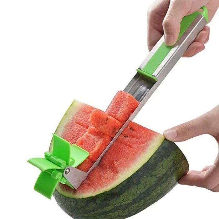 Windmill Watermelon Slicer & Cube Cutter – Stainless Steel Fruit Chopper Tool for Quick Juice Cubes