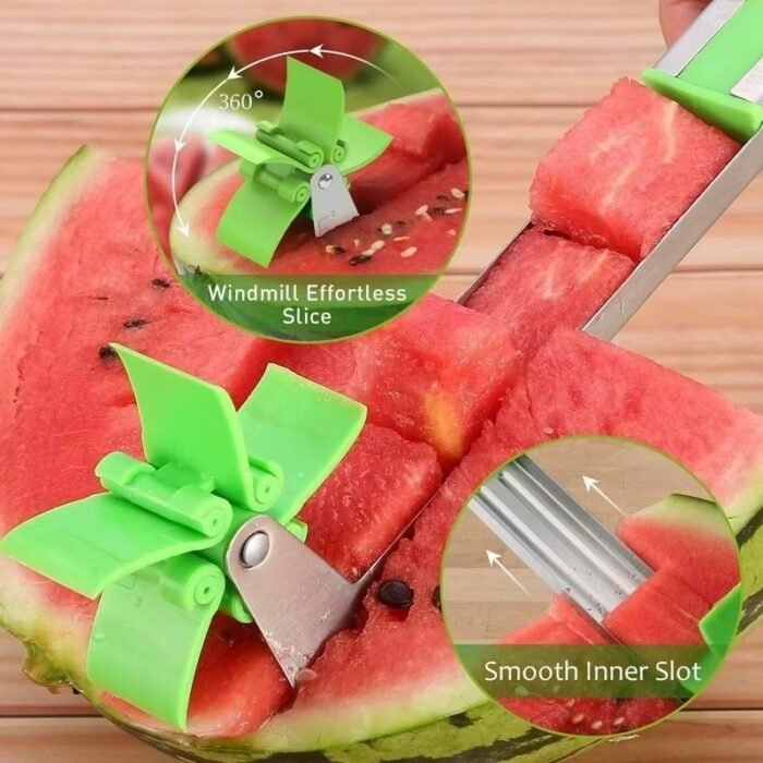 Windmill Watermelon Slicer & Cube Cutter – Stainless Steel Fruit Chopper Tool for Quick Juice Cubes