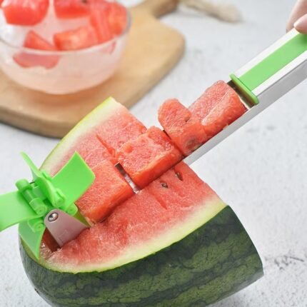 Windmill Watermelon Slicer & Cube Cutter – Stainless Steel Fruit Chopper Tool for Quick Juice Cubes